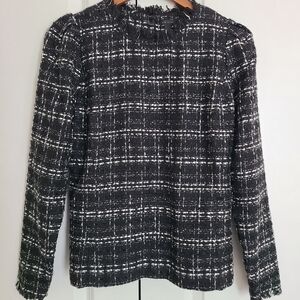 Ann Taylor Tweed Puff Sleeve Top Size Small